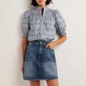 Boden Womens Denim Jean Mini Skirt 8 NEW 344